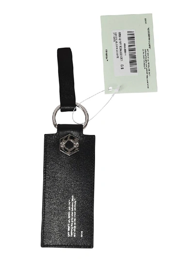 Shop Off-white Striped Keyring In Black White