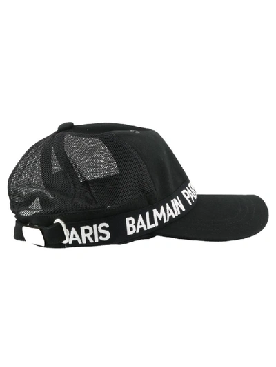 Shop Balmain Baseball Cap With Logo In Black