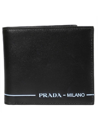 Shop Prada Logo Flap Wallet In Black