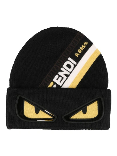 Fendi Roma Bag Bugs Knit Hat In Black ModeSens