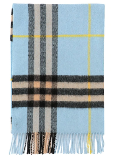 Shop Burberry Mu Giant Check Scarf In Pale Blue Carbon