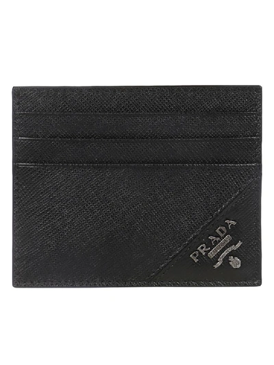 Shop Prada Logo Card Holder In Black