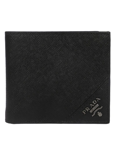 Shop Prada Logo Billfold Wallet In Black