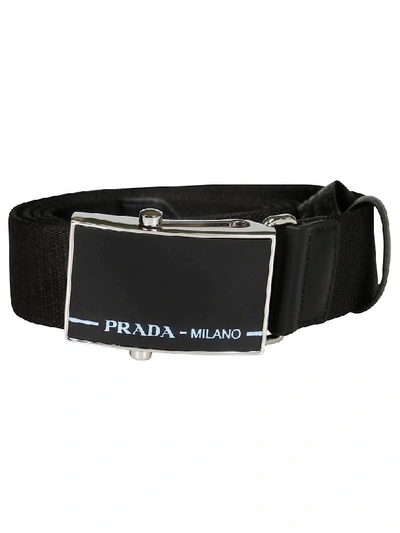 Shop Prada Logo Plaque Belt In Black