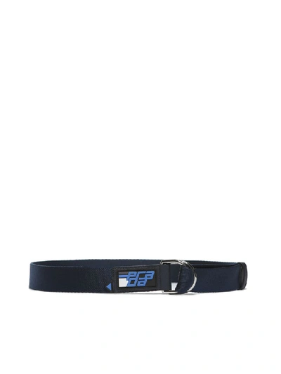 Shop Prada Embossed Logo Detail Belt In Blu Scuro