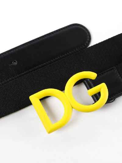 Shop Dolce & Gabbana Logo Buckle Belt In St.plotter/yellow