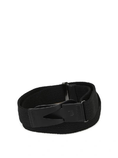 Shop Tod's Canvas And Leather Belt In Black