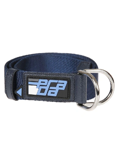 Shop Prada Logo Patch Belt In Baltic