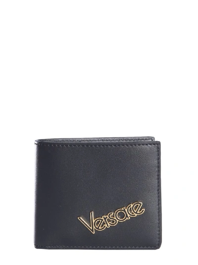 Shop Versace Wallet With Vintage Logo In Nero