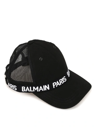 Shop Balmain Logo Band Black Baseball Cap