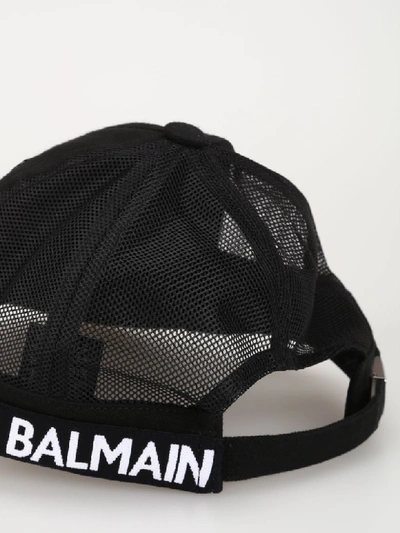 Shop Balmain Logo Band Black Baseball Cap