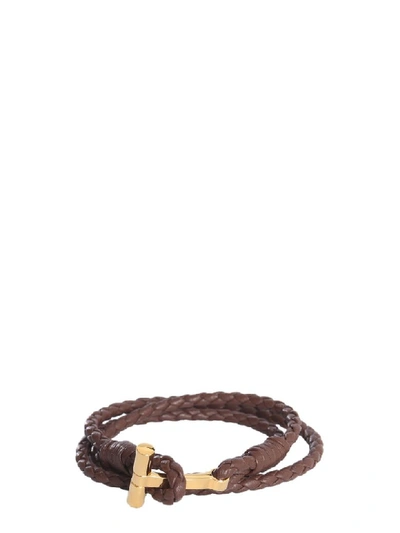 Shop Tom Ford Interwoven Bracelet In Marrone