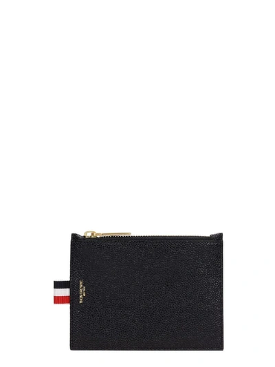 Shop Thom Browne Black Leather Small Coin Purse