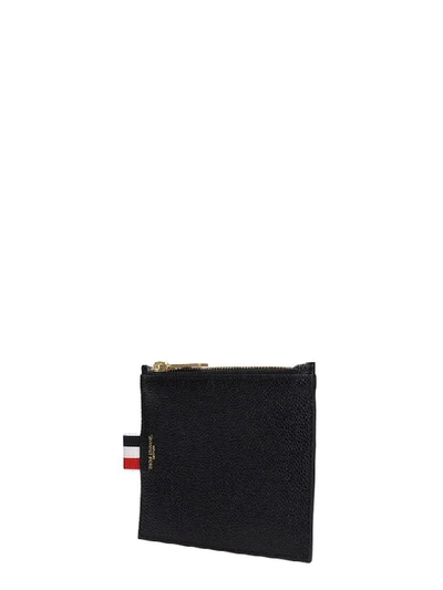 Shop Thom Browne Black Leather Small Coin Purse