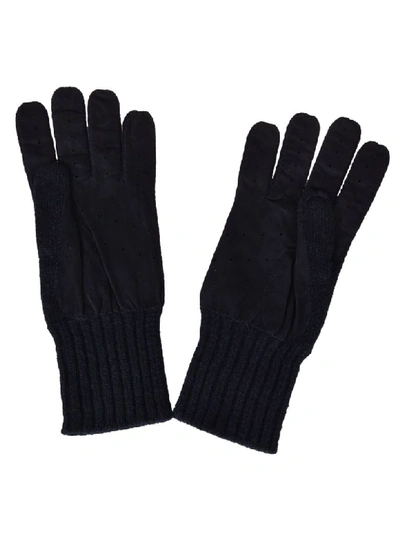 Shop Fedeli Knitted Gloves In Blue