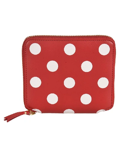 Shop Comme Des Garçons Polka Dot Zip Around Wallet In Red/white