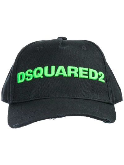 Shop Dsquared2 Lobby Boy Baseball Cap In Nero + Verde Fluo