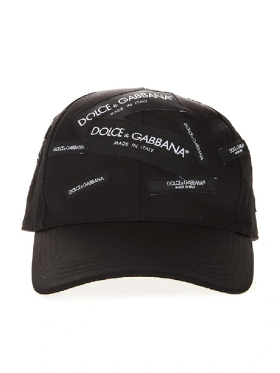 Shop Dolce & Gabbana Black Cotton Baseball Patch Logo Hat
