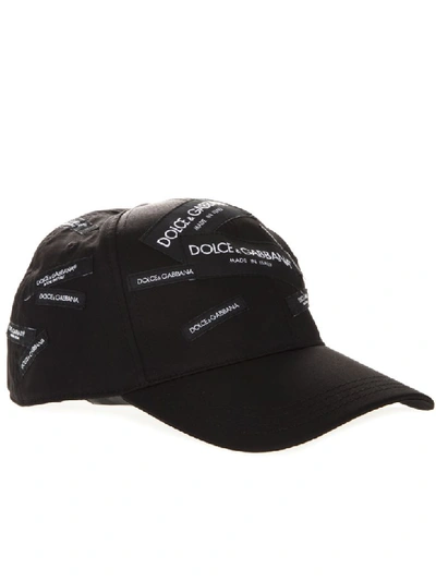 Shop Dolce & Gabbana Black Cotton Baseball Patch Logo Hat