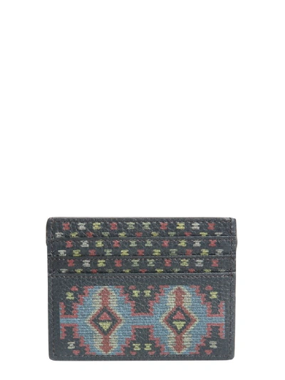 Shop Etro Leather Card Holder In Multicolor
