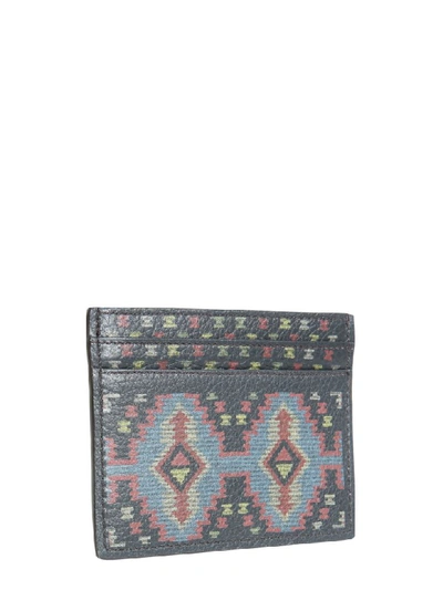Shop Etro Leather Card Holder In Multicolor