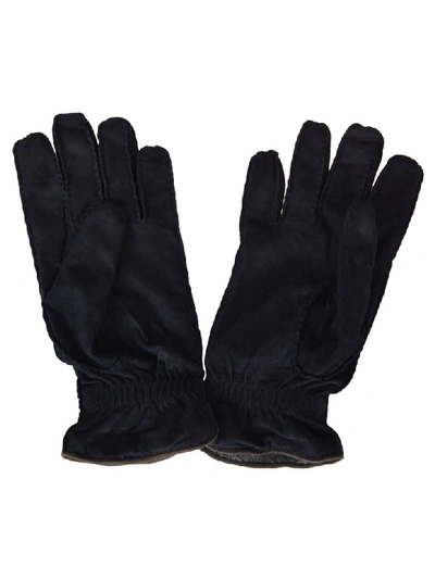 Shop Fedeli Stitched Gloves In Blue