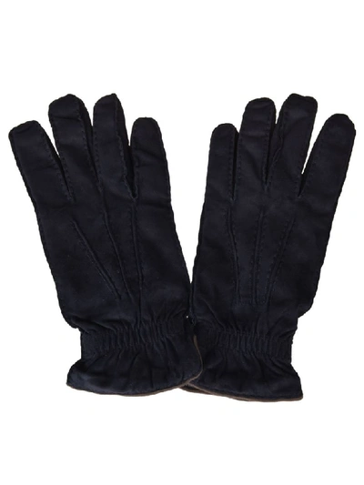 Shop Fedeli Stitched Gloves In Blue