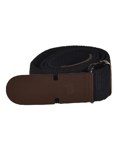Shop Tod's Canvas And Leather Greca Belt In Galaxy