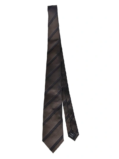 Shop Tom Ford Diagonal Stripe Print Tie In Brown/black