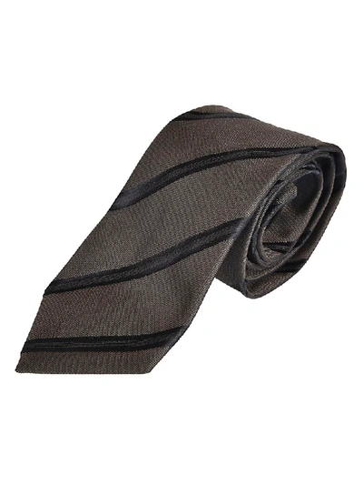 Shop Tom Ford Diagonal Stripe Print Tie In Brown/black