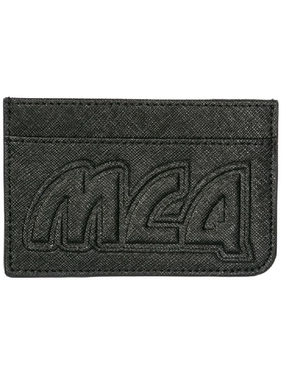 Shop Mcq By Alexander Mcqueen Mcq Alexander Mcqueen  Genuine Leather Credit Card Case Holder Wallet Metal Logo In Black