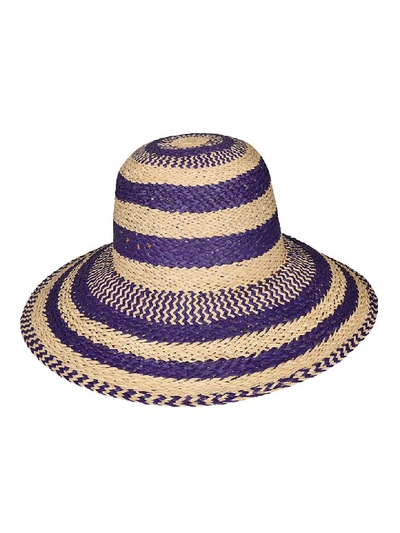 Shop Forte Forte Stripe Straw Hat In Viola