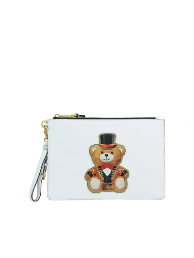 Shop Moschino Pouch In White