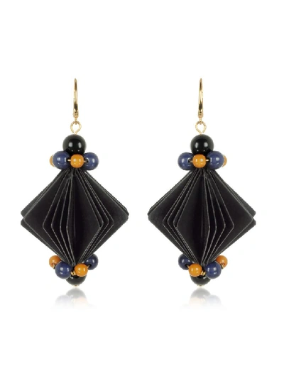 Shop Marni Plastic Earrings W/beads In Black
