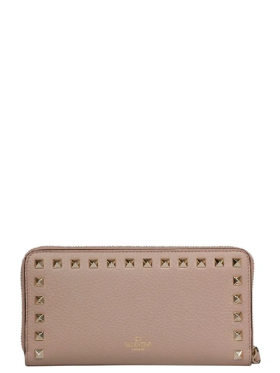 Shop Valentino Rockstud Zip Around Wallet In P45