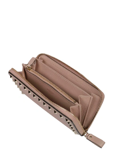 Shop Valentino Rockstud Zip Around Wallet In P45