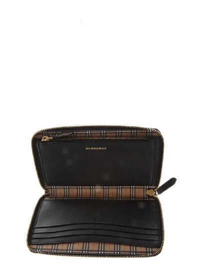 Shop Burberry Checked Leather Continental Wallet In Camel
