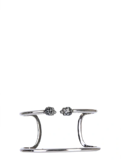 Shop Alexander Mcqueen Skull Double Tour Bracelet In Argento