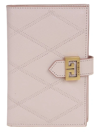 Shop Givenchy Quilted Flap Wallet In Pale Pink