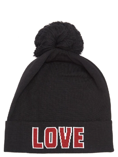 Shop Dolce & Gabbana Love D & G Beanie In Black