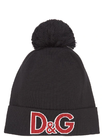 Shop Dolce & Gabbana Love D & G Beanie In Black