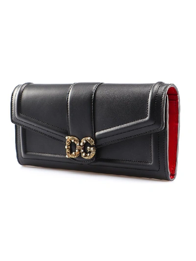 Shop Dolce & Gabbana Logo Plaque Continental Wallet In Nero/rubino