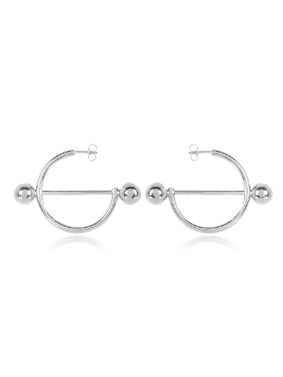 Shop Jw Anderson Disc Hoop Earrings In Silver