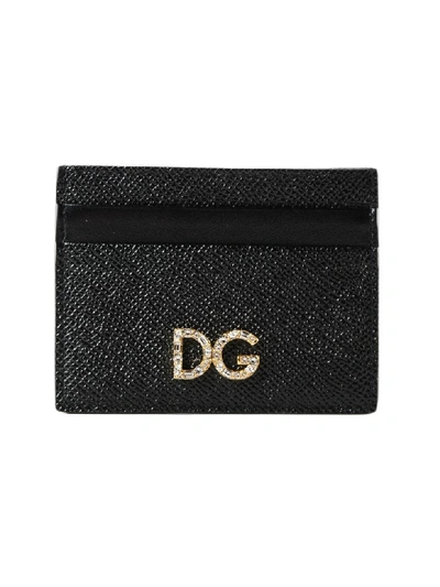 Shop Dolce & Gabbana Dauphine Dg Strass Cardholder In Nero