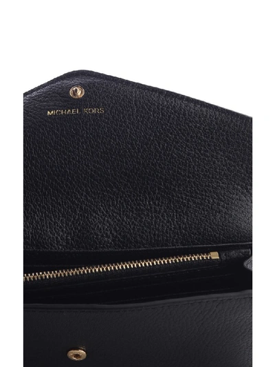 Shop Michael Kors Logo Pebbled-leather Envelope Wallet In Nero