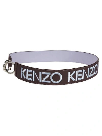 Shop Kenzo Logo Embroidered Bag Strap In Plum