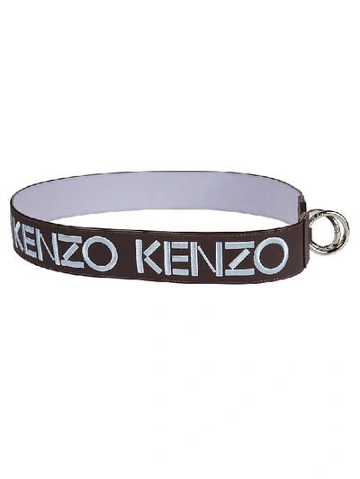 Shop Kenzo Logo Embroidered Bag Strap In Plum