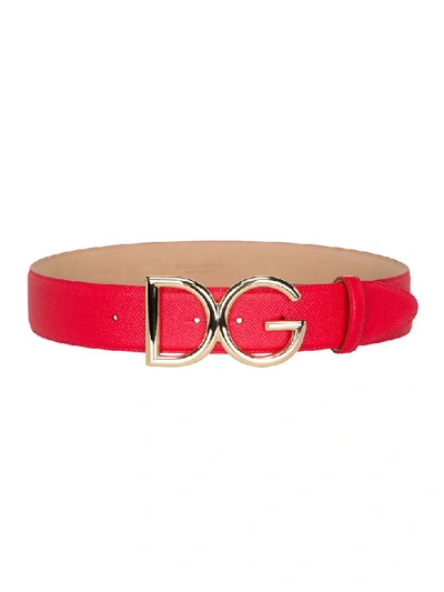 Shop Dolce & Gabbana Dg Leather Belt In Red