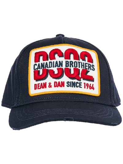 Shop Dsquared2 Canadian Brothers Baseball Cap In Blu