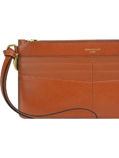 Shop Givenchy Zipped Card Case With Wristlet In Chestnut